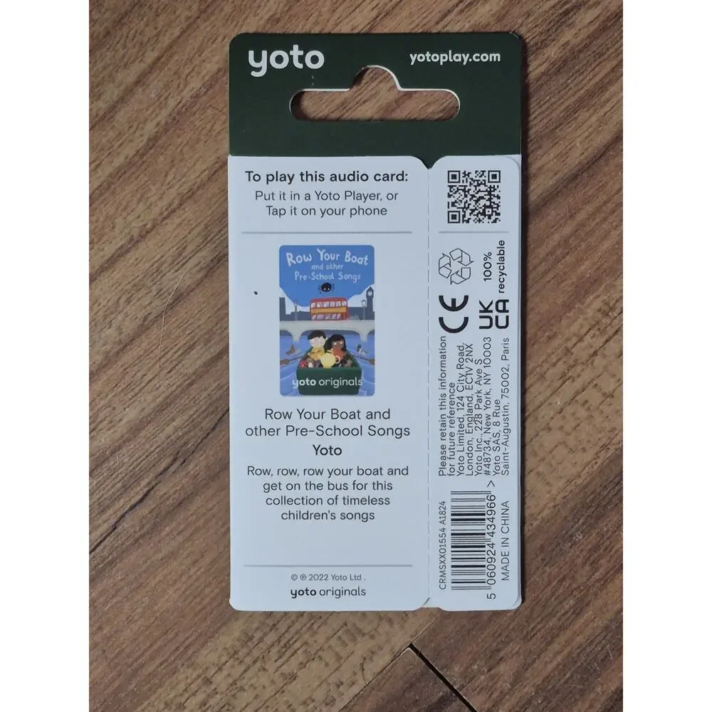 Yoto Player Row Your Boat and other Pre-School Songs Card